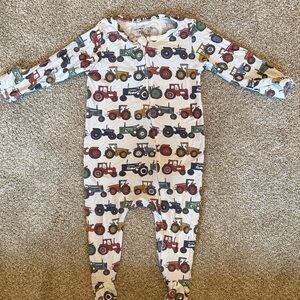 Caden Lane Colorful Tractor Print Footie